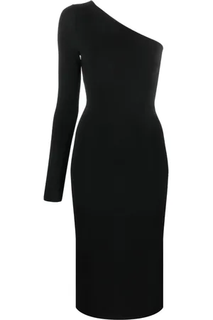 Victoria Beckham Vestido midi de canalé con hombro descubierto