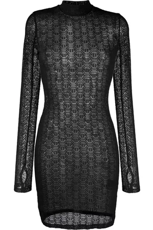 Philipp Plein Mujer Cortos - Vestido corto de tul con monograma