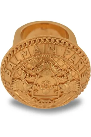 Balmain Anillo redondo con logo grabado