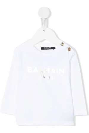 Balmain Playera con logo metalizado