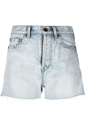Saint Laurent Shorts de mezclilla con dobladillo sin rematar