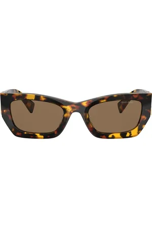 Miu Miu Lentes de sol con armazón rectangular estilo carey