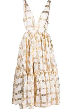 Rochas Vestido midi acampanado
