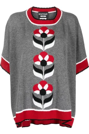 Moschino Top tipo poncho tejido con motivo floral en intarsia