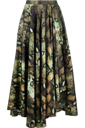 Roberto Cavalli Falda plisada con estampado de serpiente