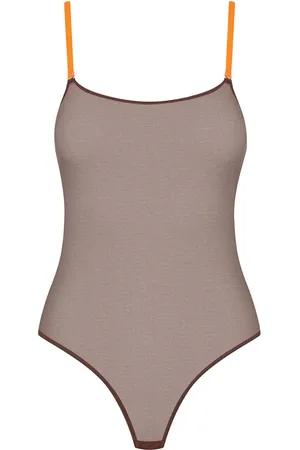 MAISON CLOSE Body de malla con tiras en contraste