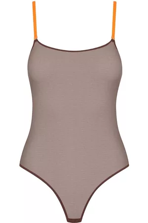 MAISON CLOSE Body de malla con tiras en contraste