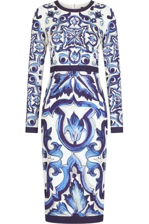 Dolce & Gabbana Mujer Cóctel - Vestido lápiz con estampado Mayólica