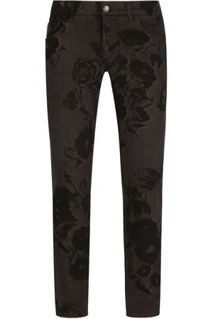 Dolce & Gabbana Skinny jeans con estampado de rosa