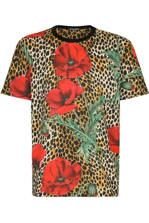 Dolce & Gabbana Playera floral con estampado de leopardo