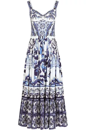 Dolce & Gabbana Mujer Midi - Vestido midi con estampado Mayólica