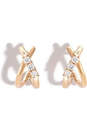 Dana Rebecca Designs Aretes huggie Ava Bea en oro amarillo de 14kt con diamantes