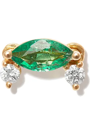 DELFINA DELETTREZ Arete Dancing Diamonds en oro amarillo de 18kt con diamantes y esmeralda