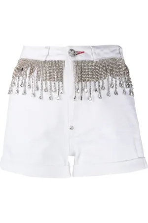 Philipp Plein Shorts de mezclilla con detalles de cristal