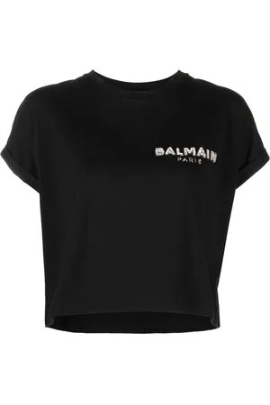 Balmain Playera con logo de lentejuelas