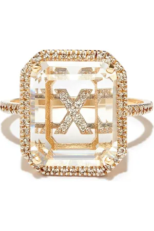Mateo Anillo con letra X en oro amarillo de 14kt con diamantes