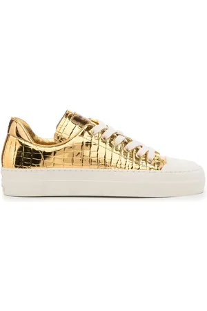 Tom Ford Tenis metalizados con relieve de cocodrilo
