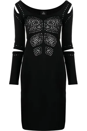 VERSACE Vestido ajustado con aberturas y apliques 2010