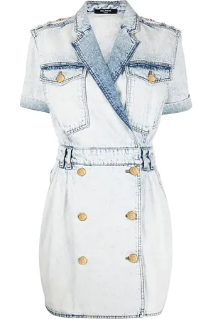 Balmain Vestido de mezclilla con doble botonadura