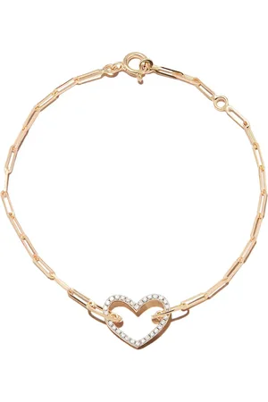 YVONNE LÉON Pulsera Petit Coeur en oro amarillo de 18kt con diamantes