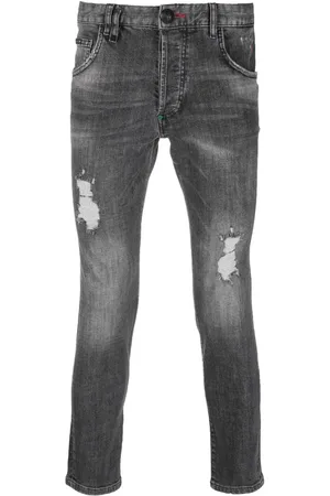 Philipp Plein Jeans rectos con efecto envejecido