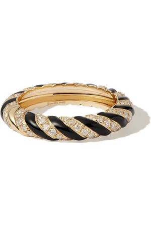 YVONNE LÉON Anillo Alliance Torsade Email en oro amarillo de 9kt con diamantes