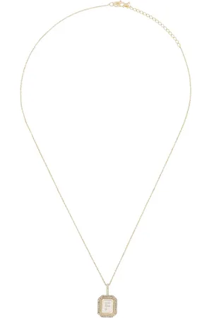 Mateo Collar con dije de inicial F en oro amarillo de 14kt con diamantes