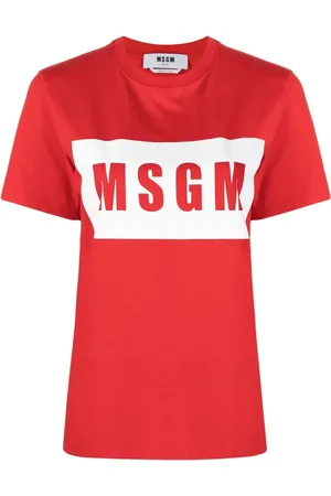 Msgm Playera con logo estampado y cuello redondo