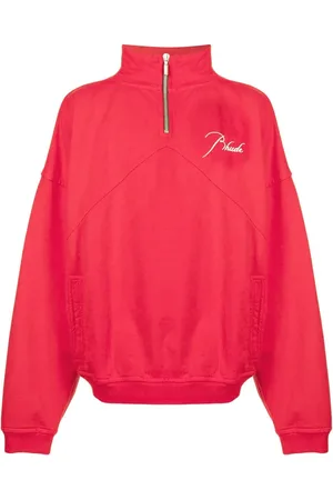 Rhude Sudadera con medio cierre y logo bordado