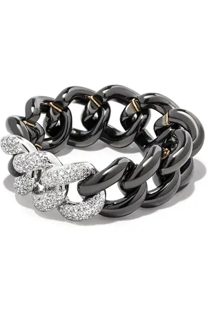 Shay Anillo de cadena en oro blanco de 18kt con diamantes