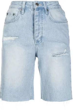 KSUBI Shorts de mezclilla con efecto envejecido