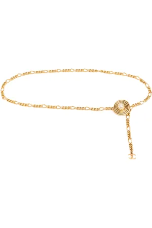 CHANEL Cinturón de cadena con detalle de perla en espiral