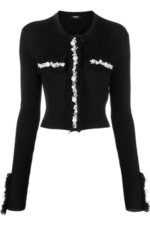 Balmain Cárdigan de canalé con apliques