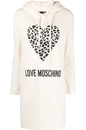 Moschino Vestido con capucha y logo estampado