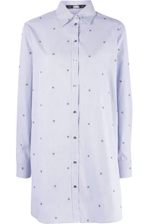 Karl Lagerfeld Camisa tipo túnica a rayas con monograma