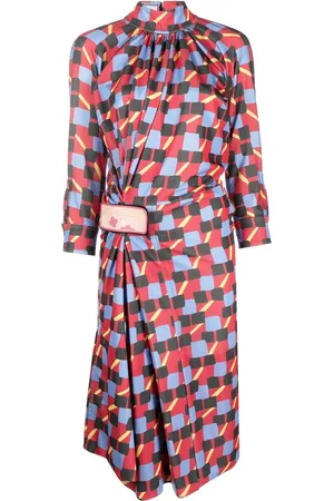 Prada Vestido midi con estampado geométrico 1990