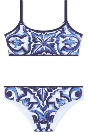 Dolce & Gabbana Bikini con cuello redondo y estampado Mayólica