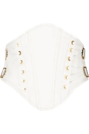 DION LEE Falda corta de mezclilla con cordones