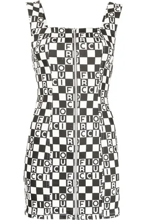 Fiorucci Vestido con estampado de cuadros y logo
