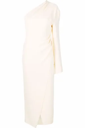 Nanushka Vestido midi cruzado con hombro descubierto