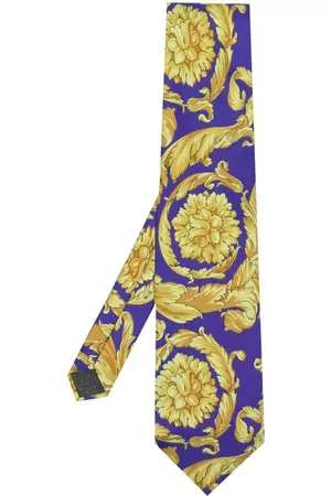VERSACE Corbata de seda con estampado Barocco 1990
