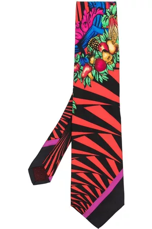 VERSACE Hombre Corbatas - Corbata de seda con estampado gráfico 1990