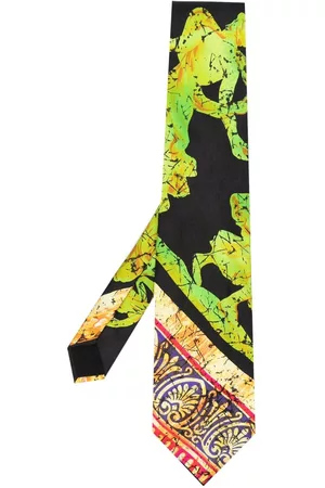 VERSACE Corbata de seda con estampado gráfico 1990