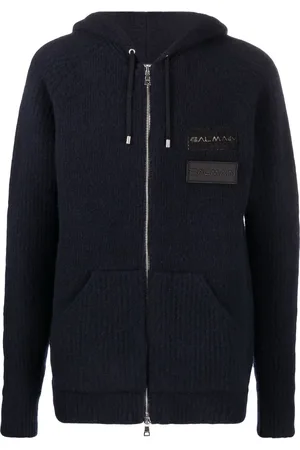 Balmain Hoodie con parche del logo y cierre