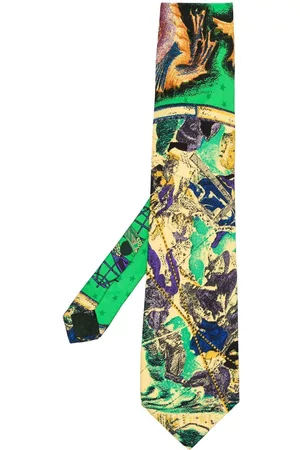 VERSACE Hombre Corbatas - Corbata de seda con estampado abstracto 1990