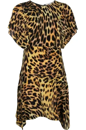 Stella McCartney Vestido de seda con estampado de leopardo