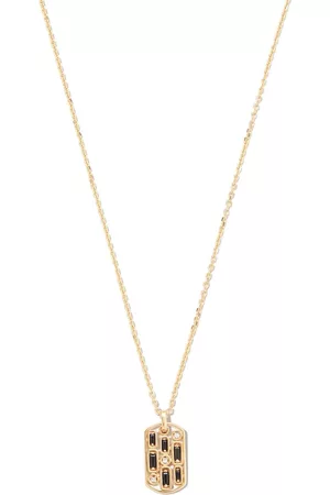 Suzanne Kalan Collar Inlay en oro amarillo de 18kt con dije de placa de perro y zafiro