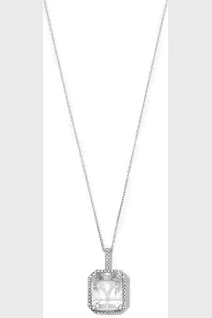 Mateo Collar con dije Y en oro blanco de 14kt con diamantes en pavé y cuarzo