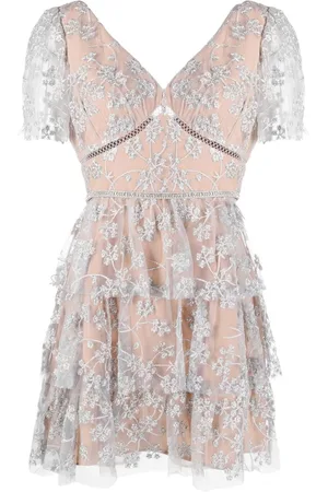 Self-Portrait Vestido de tul con bordado floral