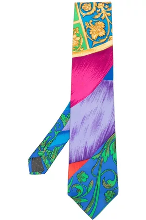 VERSACE Corbata de seda con estampado gráfico 1990